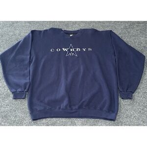 Vintage Starters Dallas Cowboys Sweatshirt Mens XL Blue White Spell Out Logo NFL